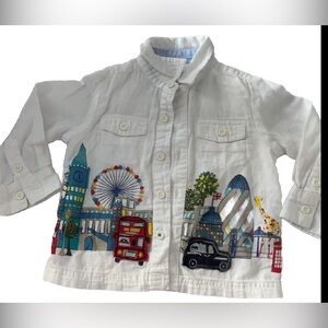 Monsoon Notting Hill W.11 12-18 months Long Sleeve London theme shirt.